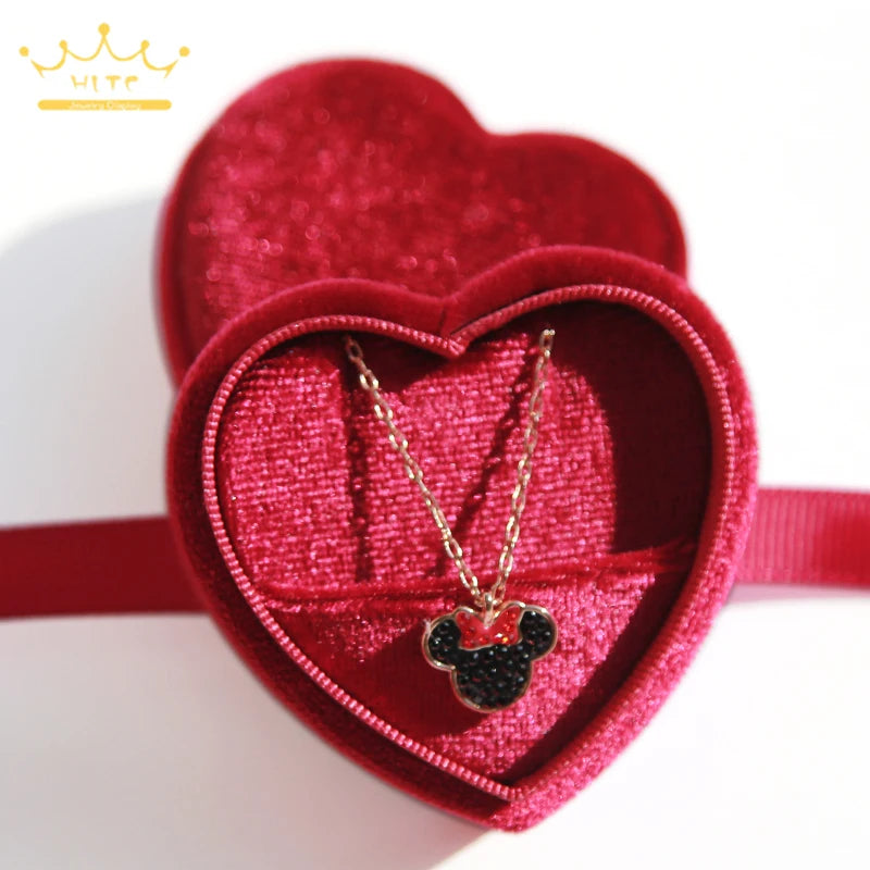Corduroy Heart-shaped Jewelry Box Single Ring Box Lovers Ring Box Pendant Necklace Box Velvet Jewelry Boxes and Packaging
