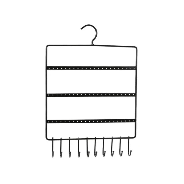 Capacity 66 Holes And 10 Hooks Jewelry Organizer Rack Stand Display Holder Wall Earring Stud Necklace Key Hanging Storage Holder