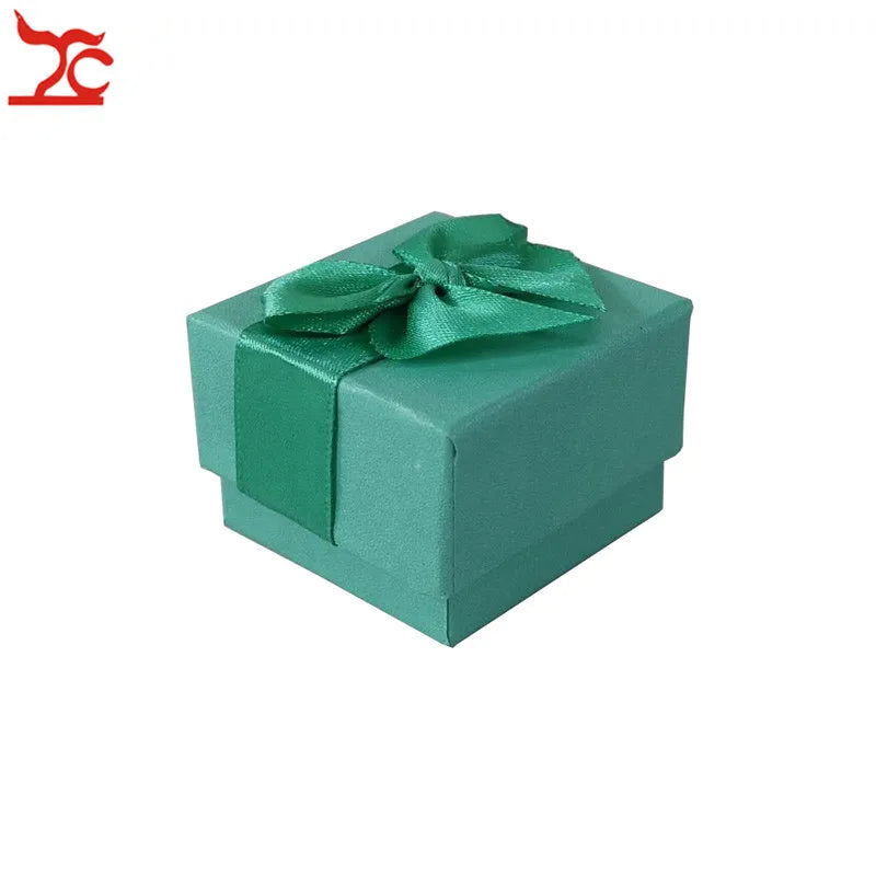Fashion Color Paper Jewelry Gift Box Pink White Blue Ring Storage Organizer Gift Ribbon Box 5*5*3.8cm Wholesale 24Pcs/lot