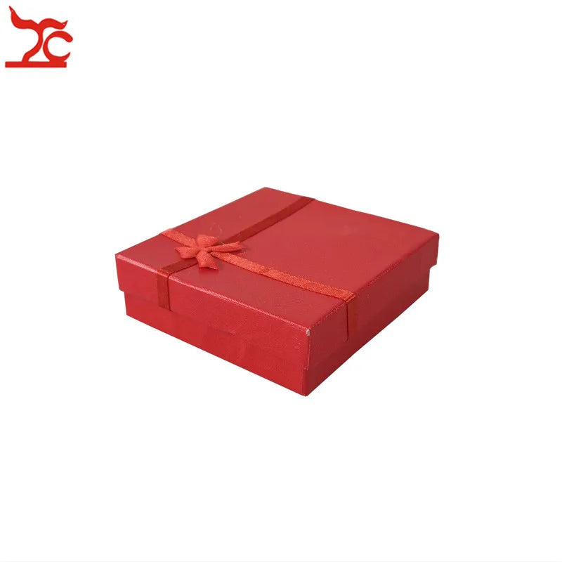 20Pcs/lot Square Large Paper Jewelry Box 4 Colors Available Bracelet Jade Storage Organizer Gift Ribbon Box 9*9*2Cm Wholesale