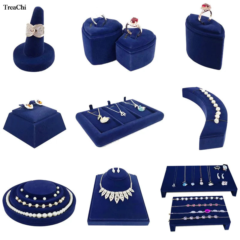 Elegant Jewelry Display Holder Velvet Pear Necklace Showcase Ring Earring Jewelry Organizer Diamond Jewelry Counter Stand Tray