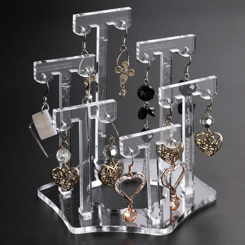 Acrylic Jewelry Earrings Showcase Display Stand Rack Holder Organizer Shelf f Can Hold 6 Pairs of Earrings