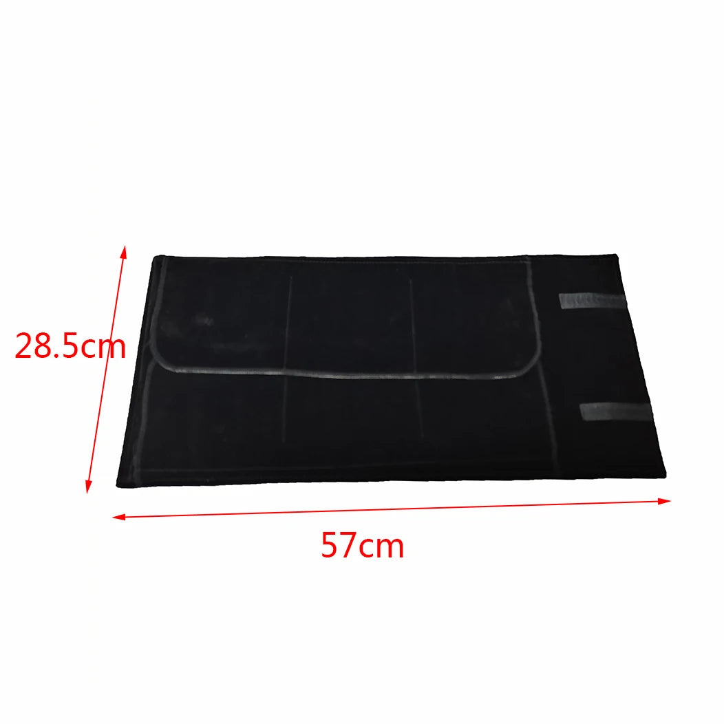 Fashion Black Velvet Jewelry Roll Bag with Zipper Bracelet Organizer Storage Pouch Portable Necklace Display Travel Bag