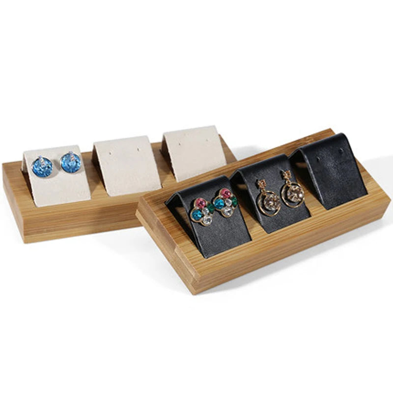 Bamboo Wood Earrings Display Bracket Jewelry Display Tray Earrings Display Shelf Jewelry Tray