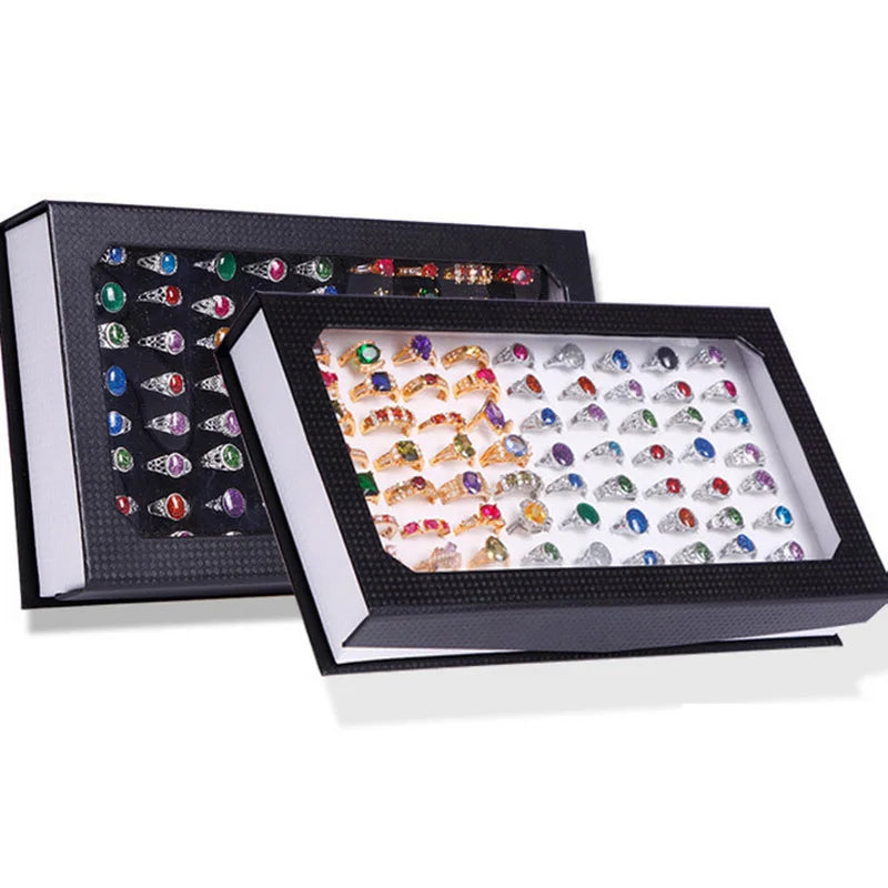 Rings Display Tray Jewelry Display Tray Container Earrings Box Ring Box Rectangle 72 Slots Rings Storage Case