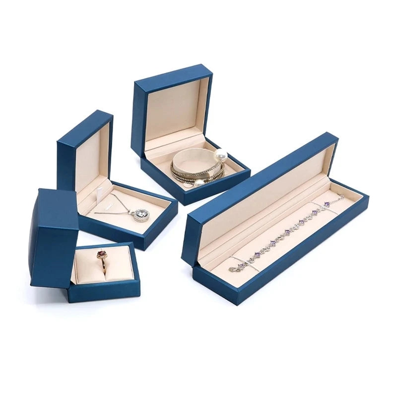 Gift Box High-quality Light PU Leather Ring Pendant Bracelet Necklace Boxes Jewelllry Packaging Display