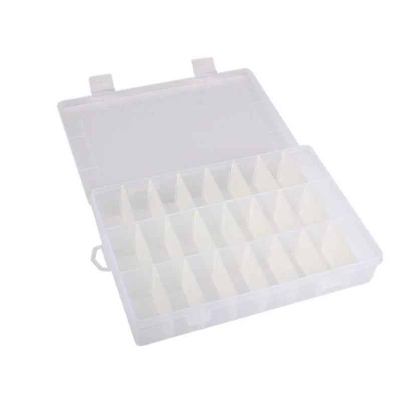 Jewelry Box Holder Adjustable 24 Grids Plastic Case Box Container Desk Small Storage Pills Ring Jewelry Earring Nail Art Tips