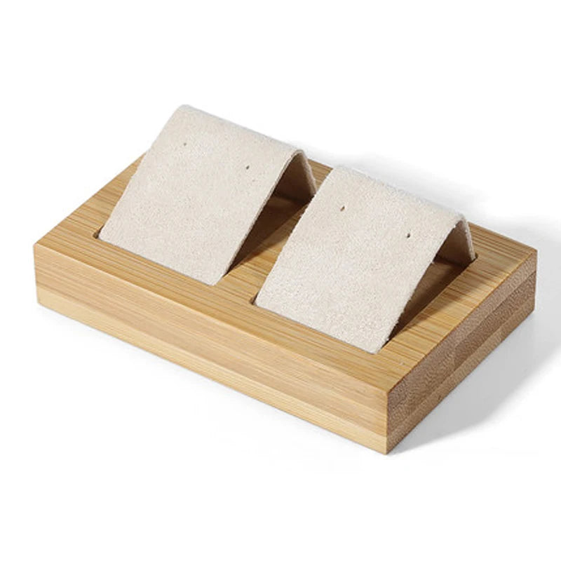 Bamboo Wood Earrings Display Bracket Jewelry Display Tray Earrings Display Shelf Jewelry Tray