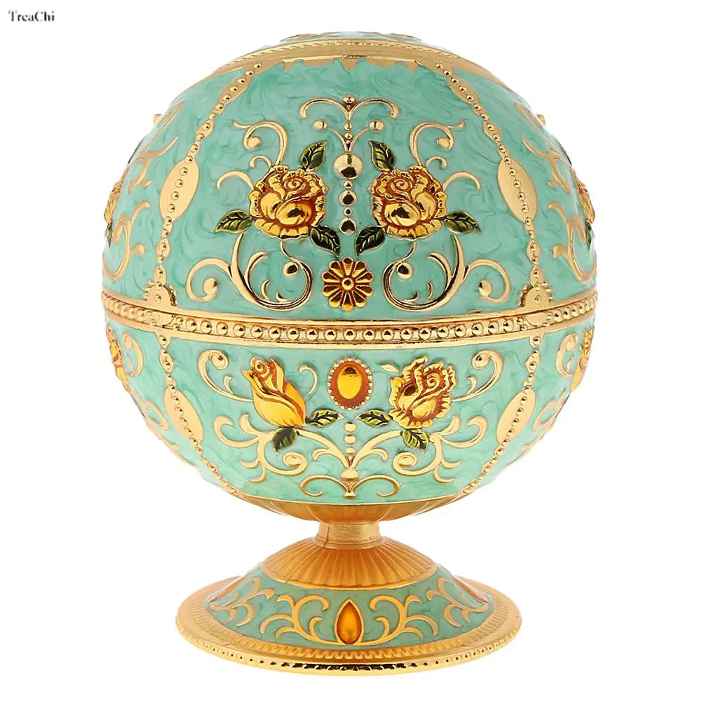 Carved Vintage Jewelry Storage Box Lovely Trinket Box European Embossed Pattern Gem Jade Stone Storage Cases Home Collections