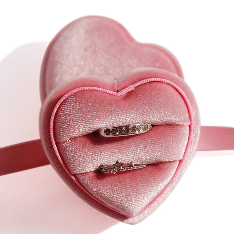 Corduroy Heart-shaped Jewelry Box Single Ring Box Lovers Ring Box Pendant Necklace Box Velvet Jewelry Boxes and Packaging