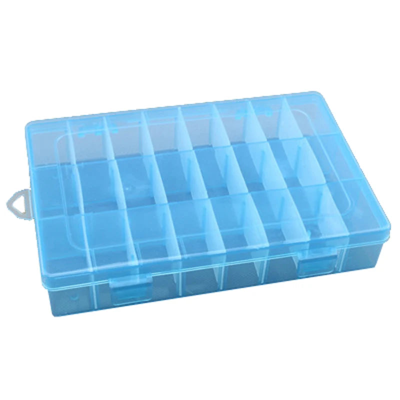 Jewelry Box Holder Adjustable 24 Grids Plastic Case Box Container Desk Small Storage Pills Ring Jewelry Earring Nail Art Tips