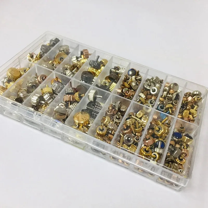 Bulk Watch Crown Watch Head Watch Parts for Wrist Watch Parts E Flat Head Watch Accessories Repairment Tool Kit for Watchmaker