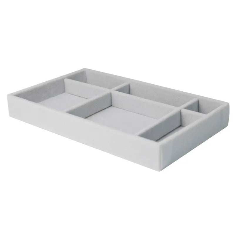 Velvet Jewelry Box Organizer Ring Stud Slot Bar Tray Chain Earring Cufflink Holder Accessorie Bague Bijoux Jewelry Display Box