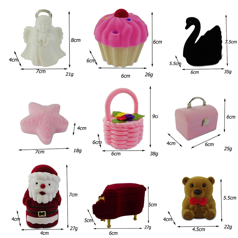 Lovely Ring Boxes Jewelry Organizer Earrings Rings Storage Case Creative Velvet Small Gift Box Mini Container