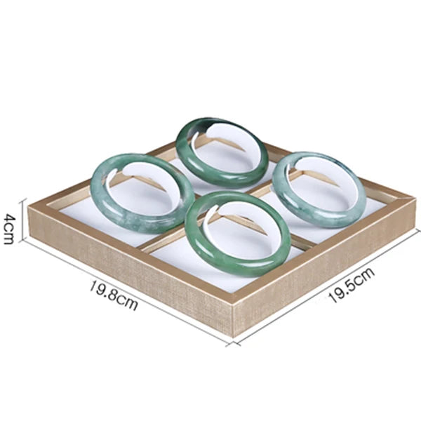 Jewelry Props Ring Necklace Display Tray Bracelet Earring Holder Exhibitor Jewelry Tray Bangle Rack Leather Jewelry Organizer