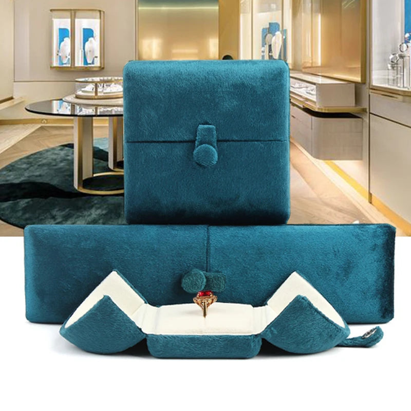 Double Open High Quality Super Soft Velvet Jewelry Box Jewelry Storage Box Necklace Ring Bracelet Gift Box