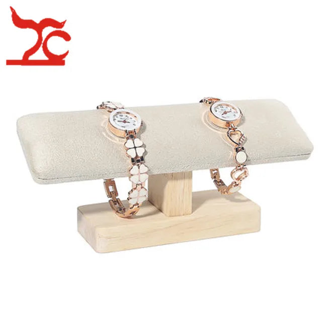 Jewelry Bracelet Display Stand Vertical T Bar Tower Organizer for Hair Band Wood Home Organization Scrunchies Desktop Showcase