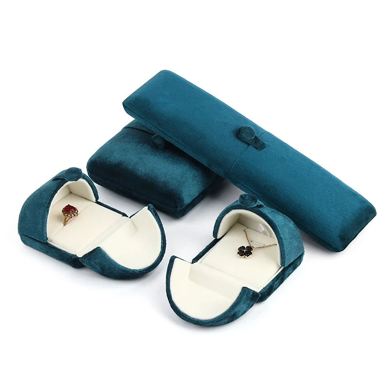 Double Open High Quality Super Soft Velvet Jewelry Box Jewelry Storage Box Necklace Ring Bracelet Gift Box