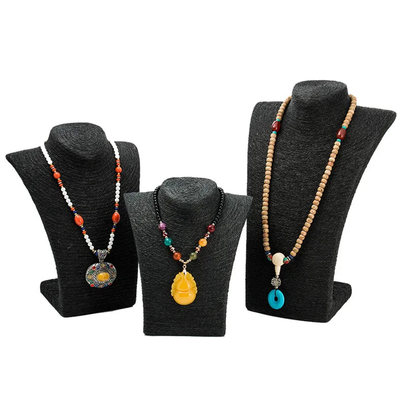 Hemp Rope Necklace Display Stand Holder Nice New Design Necklace Hanger High Quality Jewelry Display Bust Model Rack
