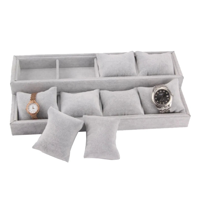 2Layers Velvet Bracelet Jewelry Storage Box Soft Watch Pillow Holder Bracelet Chain Earring Cushion Tray Ring Organizer Showcase