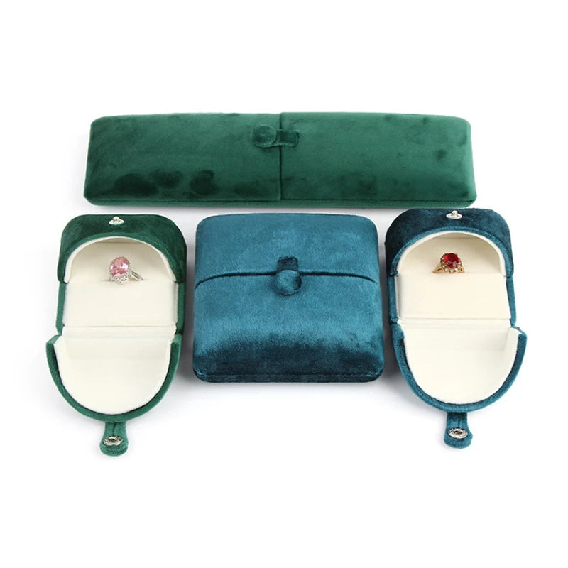 Double Open High Quality Super Soft Velvet Jewelry Box Jewelry Storage Box Necklace Ring Bracelet Gift Box