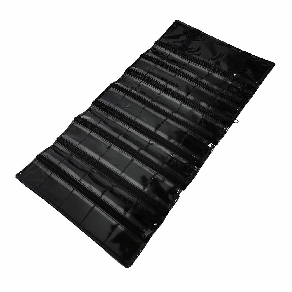 Jewelry Roll Bag Zipper 40 Pocket Jewelry Storage Organizer Holder Earring Bag Pouch Display Transparent for Small Accessories