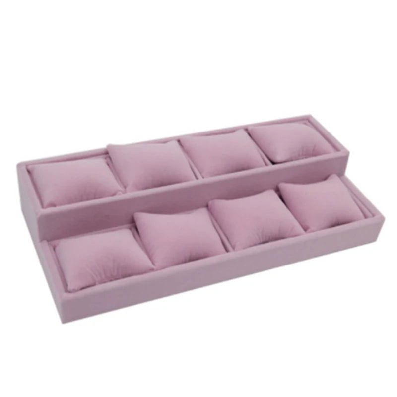 2Layers Velvet Bracelet Jewelry Storage Box Soft Watch Pillow Holder Bracelet Chain Earring Cushion Tray Ring Organizer Showcase