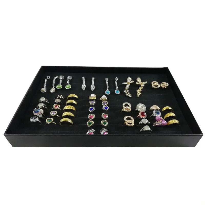 Practical 100 Slot Rings Display Tray Ring Organizer Show Case Jewelry Earrings Holder Storage Box with Transparent Top