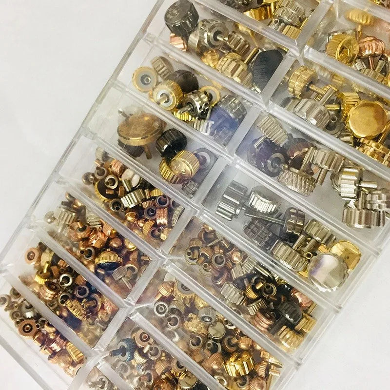 Bulk Watch Crown Watch Head Watch Parts for Wrist Watch Parts E Flat Head Watch Accessories Repairment Tool Kit for Watchmaker