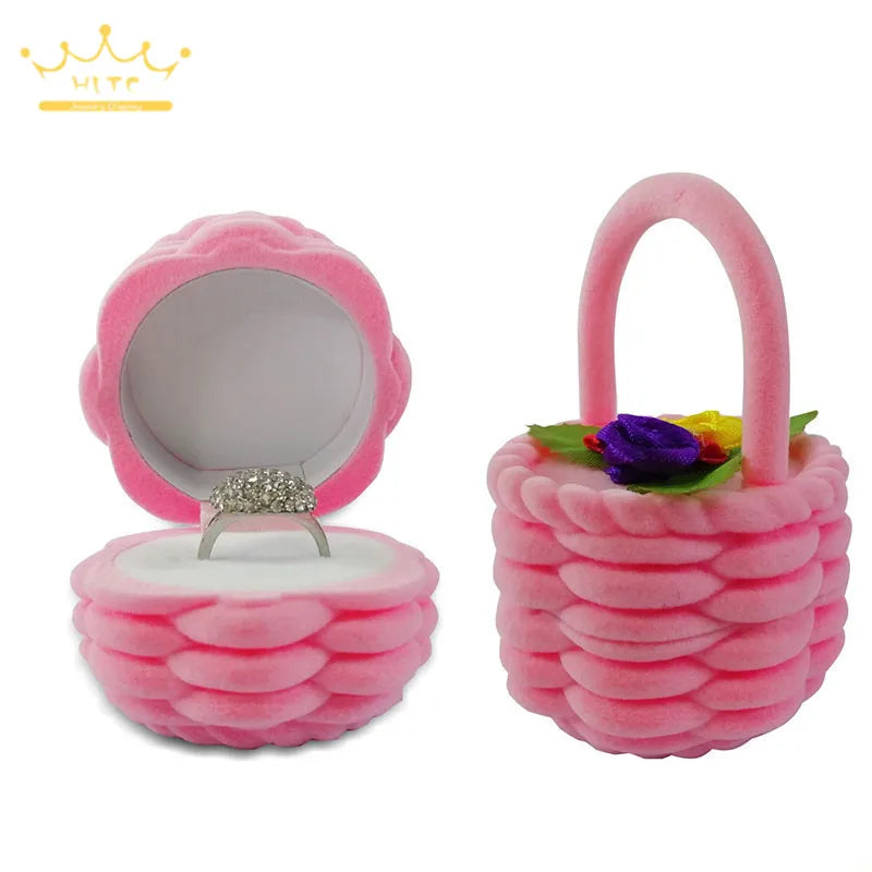 Lovely Ring Boxes Jewelry Organizer Earrings Rings Storage Case Creative Velvet Small Gift Box Mini Container