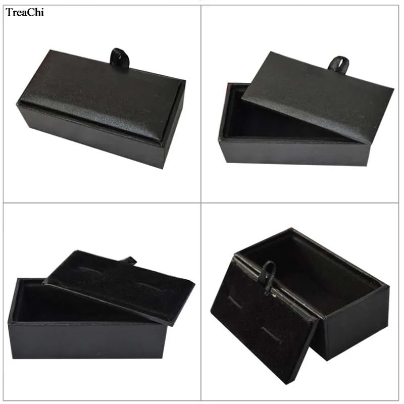 60Pcs Black Cufflinks Storage Casket Mens Cufflink Jewelry Organizer Case Cuff Links Display Package Gift Box Birthday Gift Case