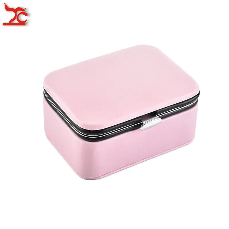 Fashion Mini PU Leather Jewelry Display Organizer Box Red Blue Pink Ring Earrings Bracelet Storage Carry Case Container Gift Box