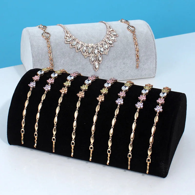 New Arched Velvet Fabric Mannequin Necklace Jewelry Pendant Display Bracelet Stand Showcase Counter Decorate Organizer