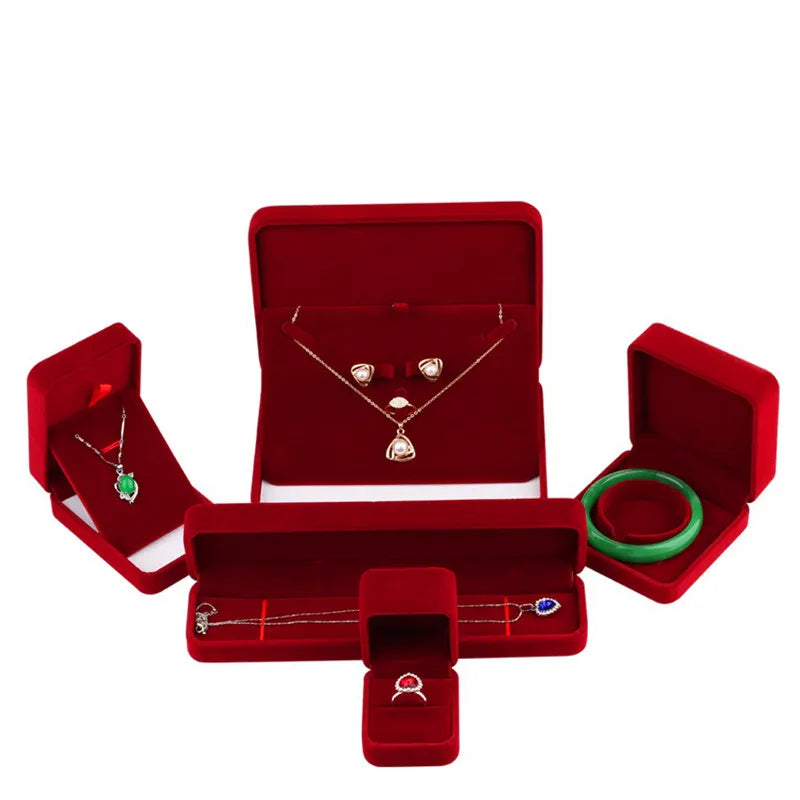 Rings Earrings Jewelry Display Packaging Box Gifts Velvet Jewelry Set Box Bracelets Necklaces Wedding Box for Women