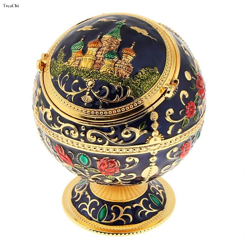 Carved Vintage Jewelry Storage Box Lovely Trinket Box European Embossed Pattern Gem Jade Stone Storage Cases Home Collections