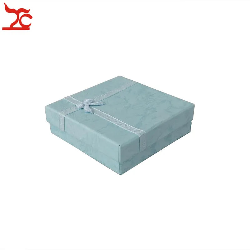 20Pcs/lot Square Large Paper Jewelry Box 4 Colors Available Bracelet Jade Storage Organizer Gift Ribbon Box 9*9*2Cm Wholesale