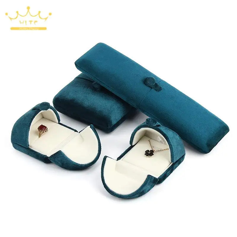 Double Open High Quality Super Soft Velvet Jewelry Box Jewelry Storage Box Necklace Ring Bracelet Gift Box