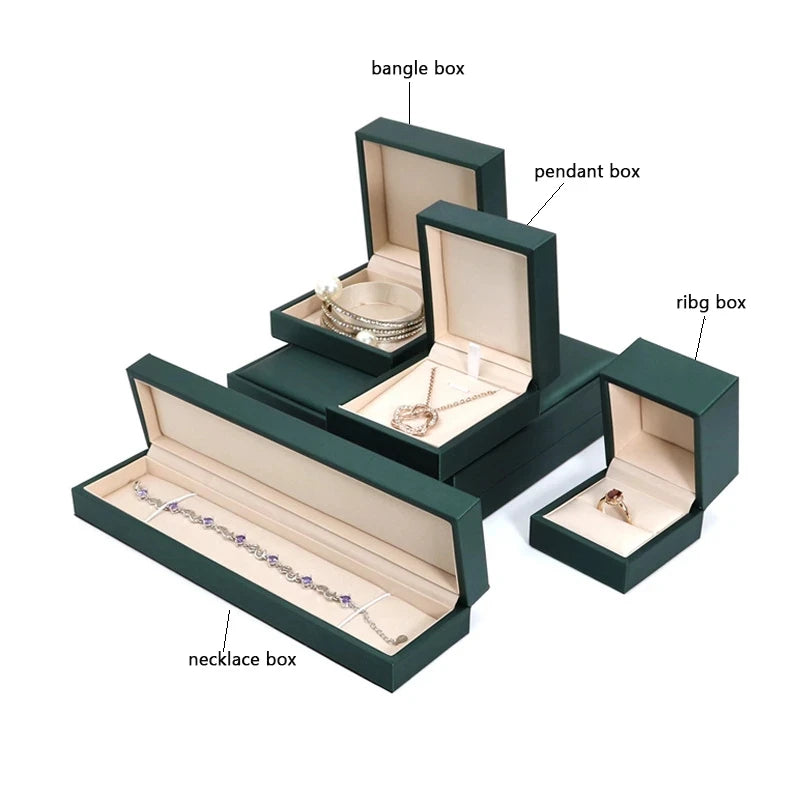 Gift Box High-quality Light PU Leather Ring Pendant Bracelet Necklace Boxes Jewelllry Packaging Display