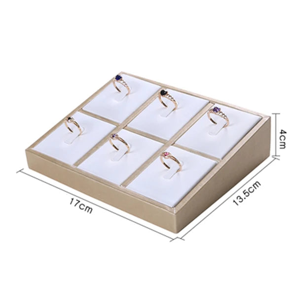 Jewelry Props Ring Necklace Display Tray Bracelet Earring Holder Exhibitor Jewelry Tray Bangle Rack Leather Jewelry Organizer