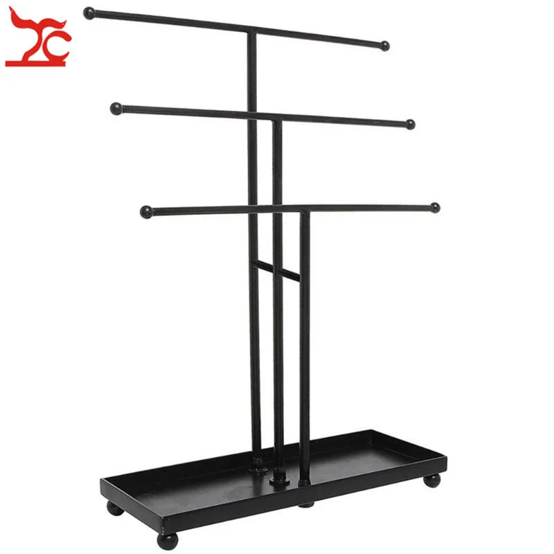 Fashion Earring Jewelry Display Rack Tray Metal Stud Necklace Bracelet Organizer Ornament T Bar Hanger Showcase Holder Stand