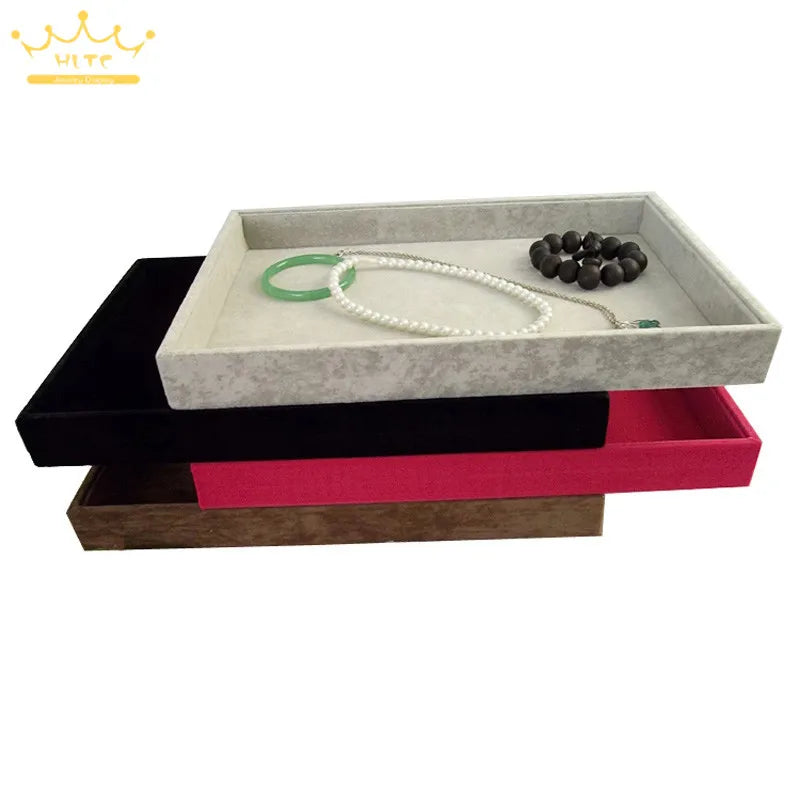 Stackable Jewelry Trays Bracelet Holder Inserts Velvet Catch All Jewelry Display Tray Necklace Watch Storage Case 35*24*3Cm