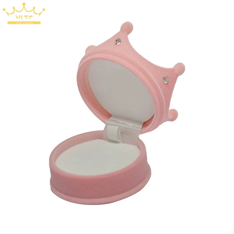 50pcs/lot Ring Display Crown Box Ear Stud Necklace Jewelry Case Container Wedding Velvet Ring Gift Case Earrings Storage