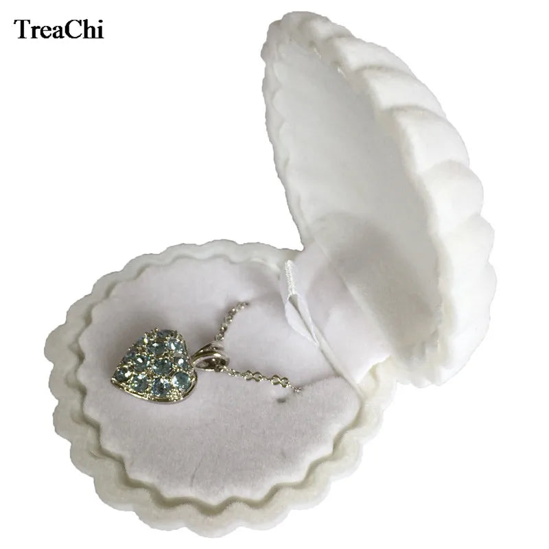 10Pcs Cute Shell Shape Velvet Engagement Wedding Party Gift Case 5 Colors Earring Necklace Pendant Jewelry Display Storage Box