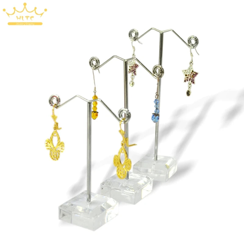 Earring Display Stand Jewelry Rack Bracelet Displays Holder Metal Earrings Stud with Acrylic Base 3Pcs/set Tassel Dangle Rack