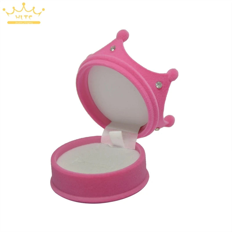 50pcs/lot Ring Display Crown Box Ear Stud Necklace Jewelry Case Container Wedding Velvet Ring Gift Case Earrings Storage