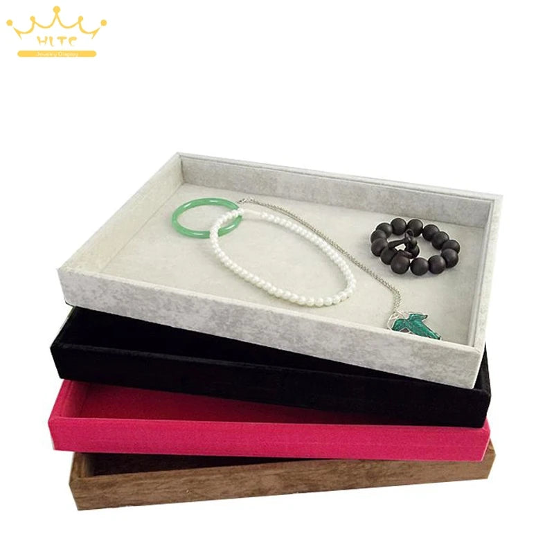 Stackable Jewelry Trays Bracelet Holder Inserts Velvet Catch All Jewelry Display Tray Necklace Watch Storage Case 35*24*3Cm
