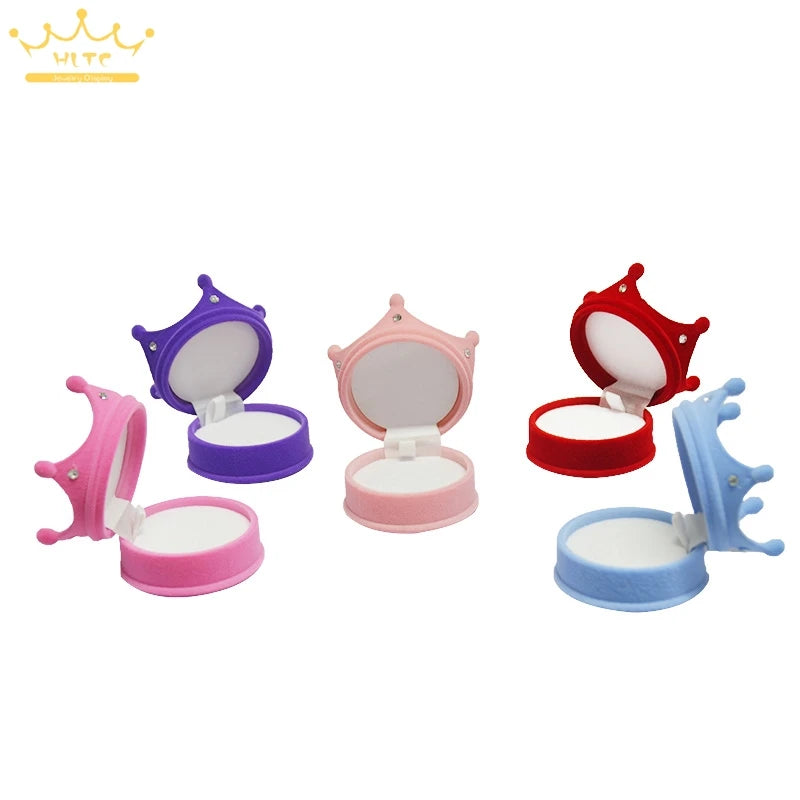 50pcs/lot Ring Display Crown Box Ear Stud Necklace Jewelry Case Container Wedding Velvet Ring Gift Case Earrings Storage