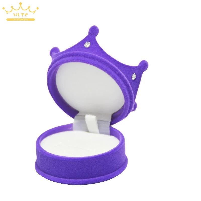 50pcs/lot Ring Display Crown Box Ear Stud Necklace Jewelry Case Container Wedding Velvet Ring Gift Case Earrings Storage