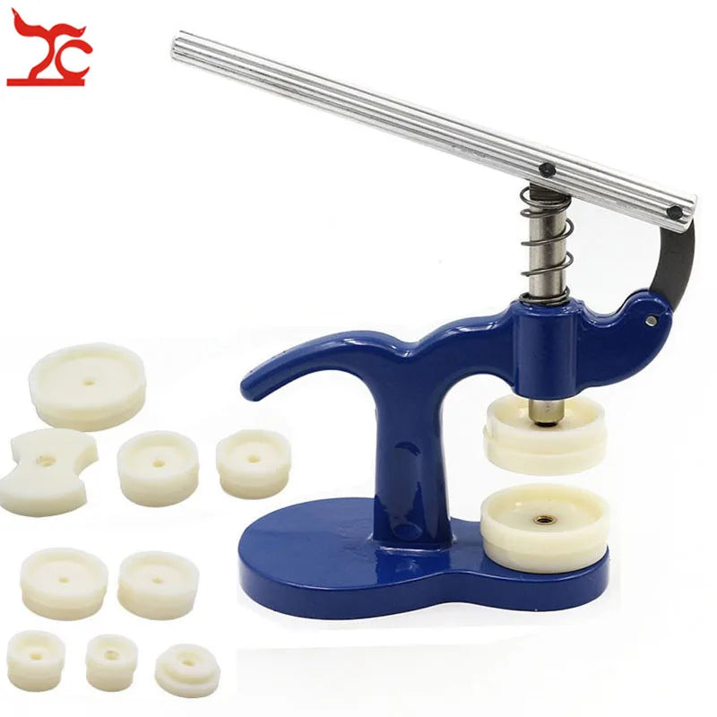 Portessional Watch Back Case Crystal Cover Press Tool Set Repair Watch Presser Tool Standard Metal Hand-Tools With 12 Pcs Dies