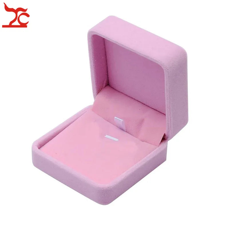 New Lovely Pink Velvet Jewelry Display Case Amazing Wedding Ring Earrings Necklace Bracelet Storage Organizer Gift Set Box